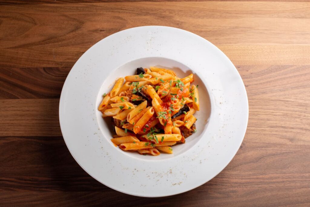 ナスのミートソースパスタ