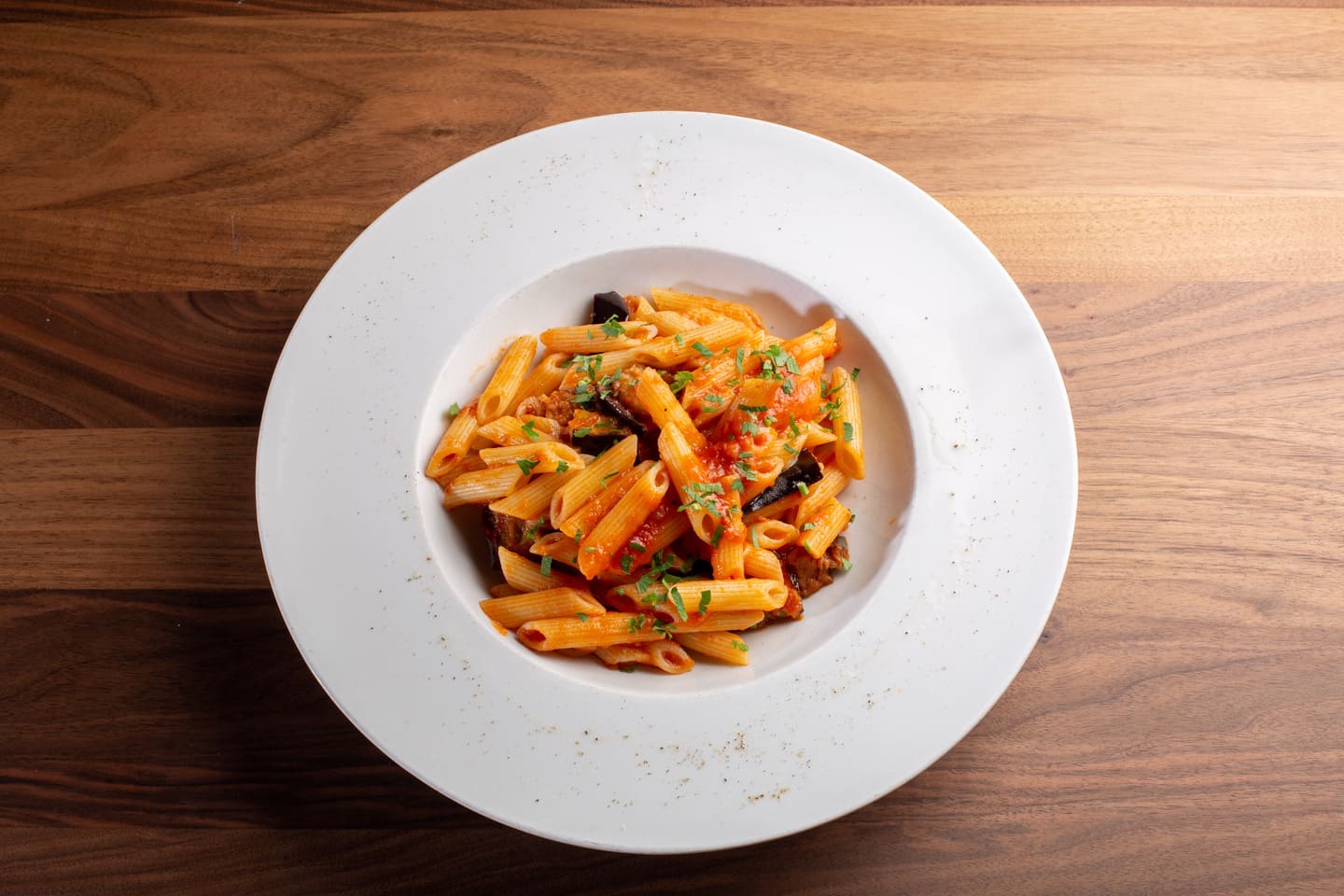 ナスのミートソースパスタ