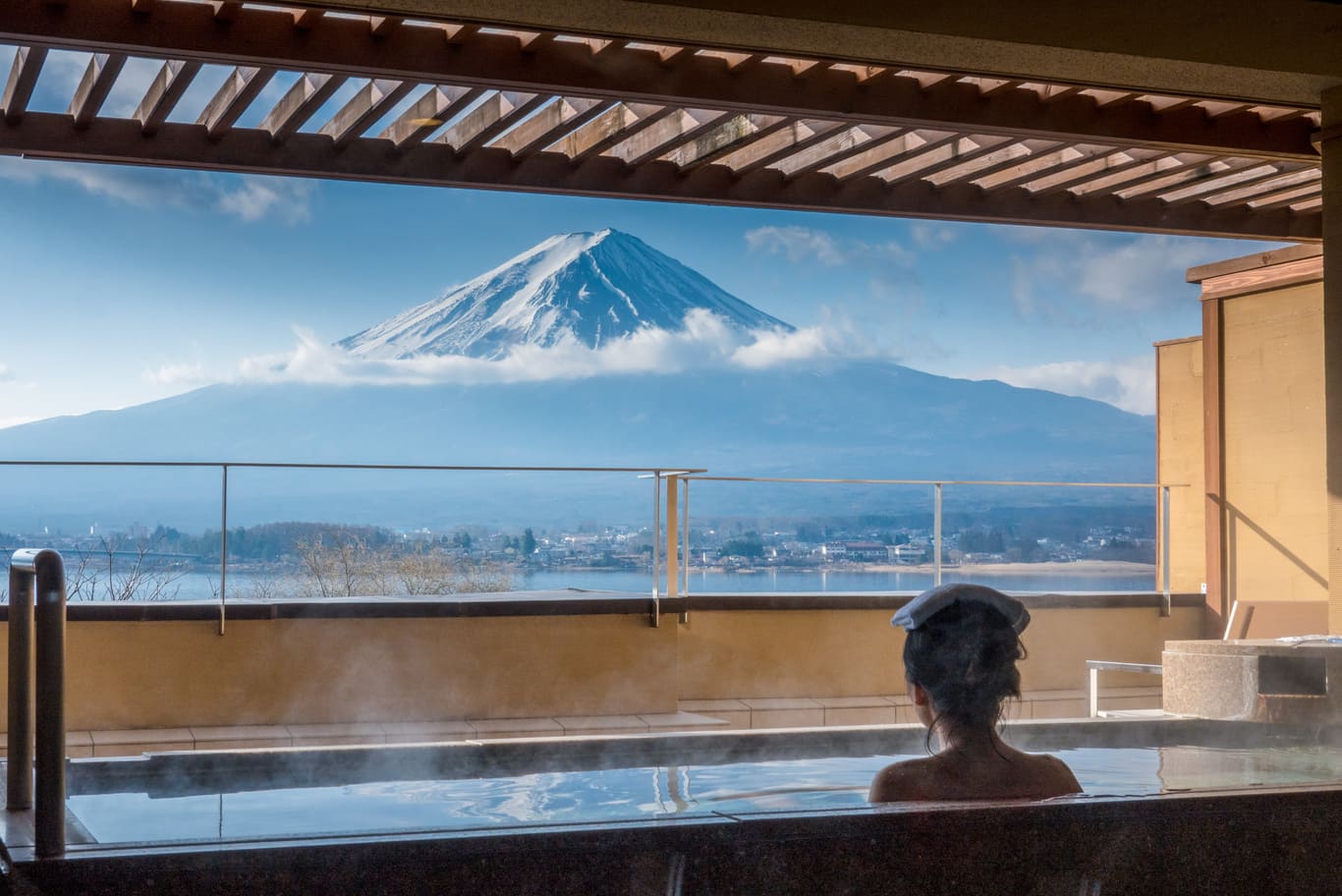 露天風呂から見える富士山