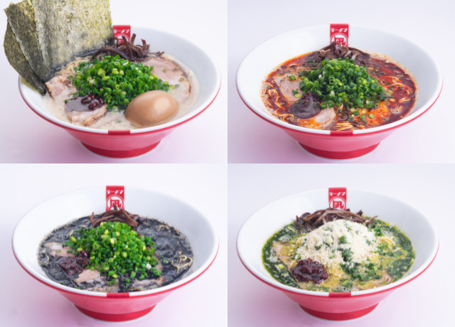 ラーメン凪 BUTAOの豚王、赤王、黒王、翠王4種類のラーメンの画像