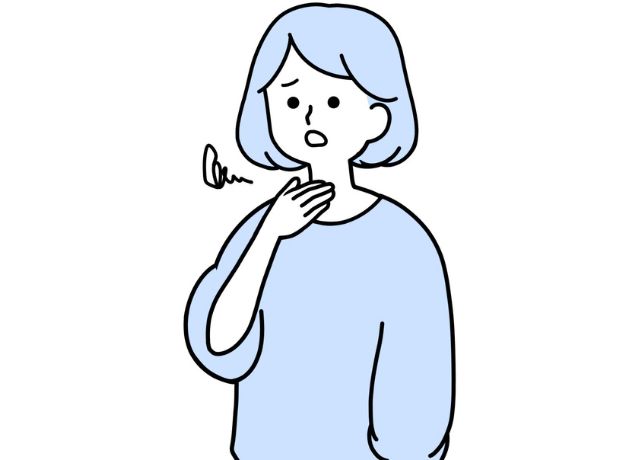 喉を痛める女性のイラスト