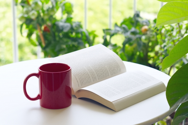 緑の中で読書　イメージ