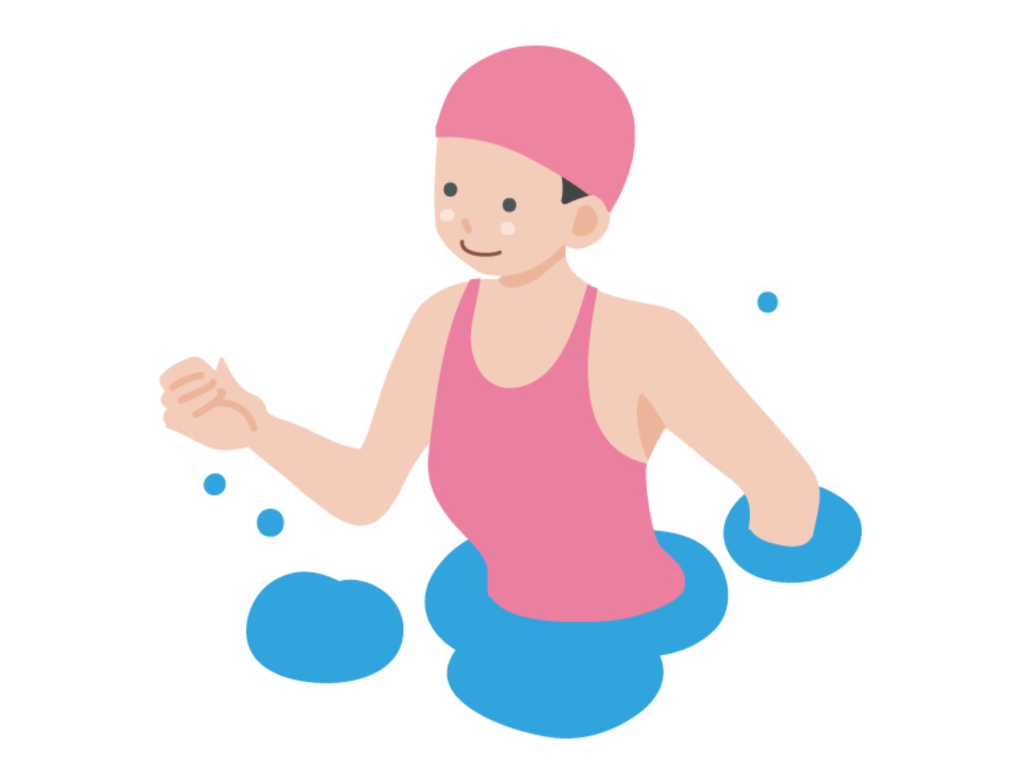 プールで歩く女性のイラスト　運動