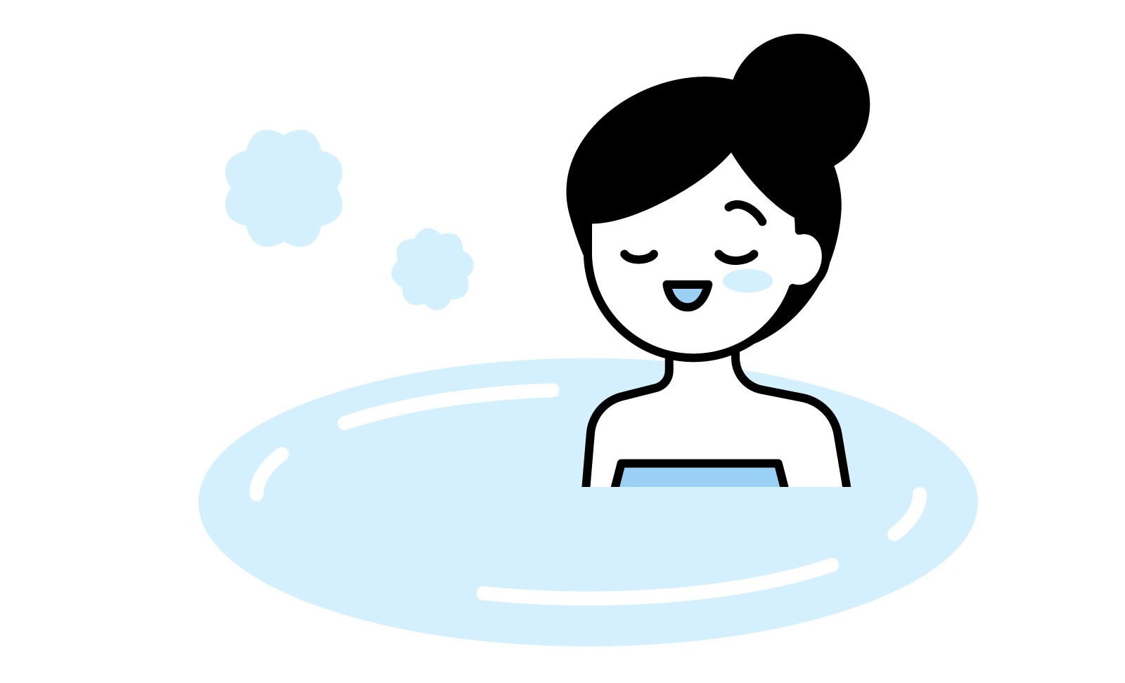 湯船に浸かる女性のイラスト