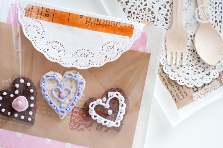 アイシングクッキーをラッピング　バレンタイン