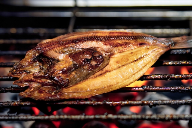 グリルで焼くほっけの干物