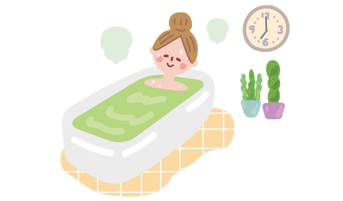 入浴する女の人のイラスト お風呂 バスタイム