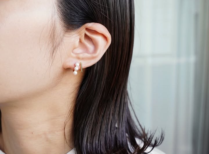 パール2連ピアス|k.e