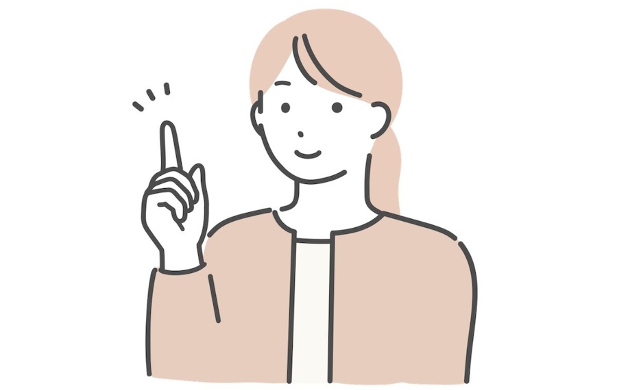 指を立てる女性　ポイント解説イラスト