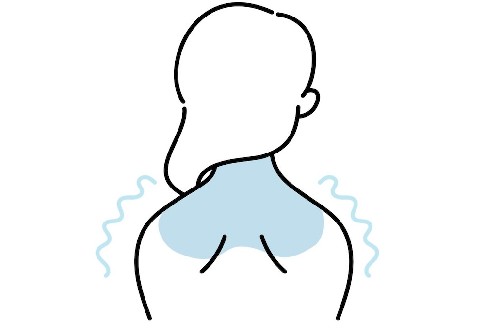 首や方周りが冷えて全身が冷えている女性のイラスト