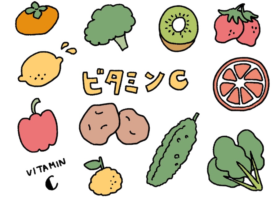 ビタミンCを含む食べ物のイラスト